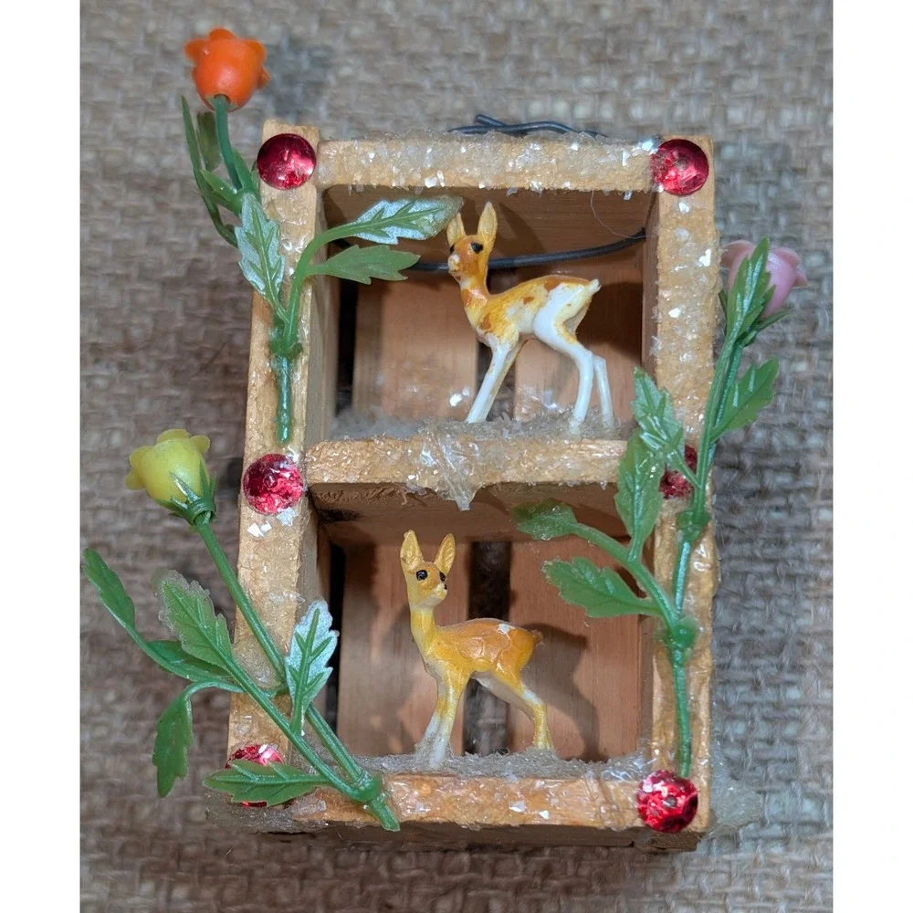 Vintage Handmade Christmas Ornaments Set Santa House Gnome Doll Holiday Decor